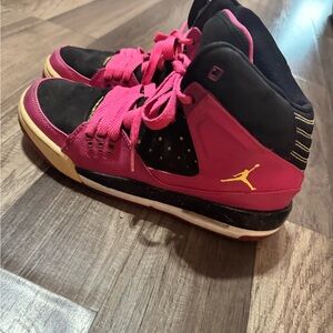 Jordan Black and Pink Basketball Sneakers High-Top